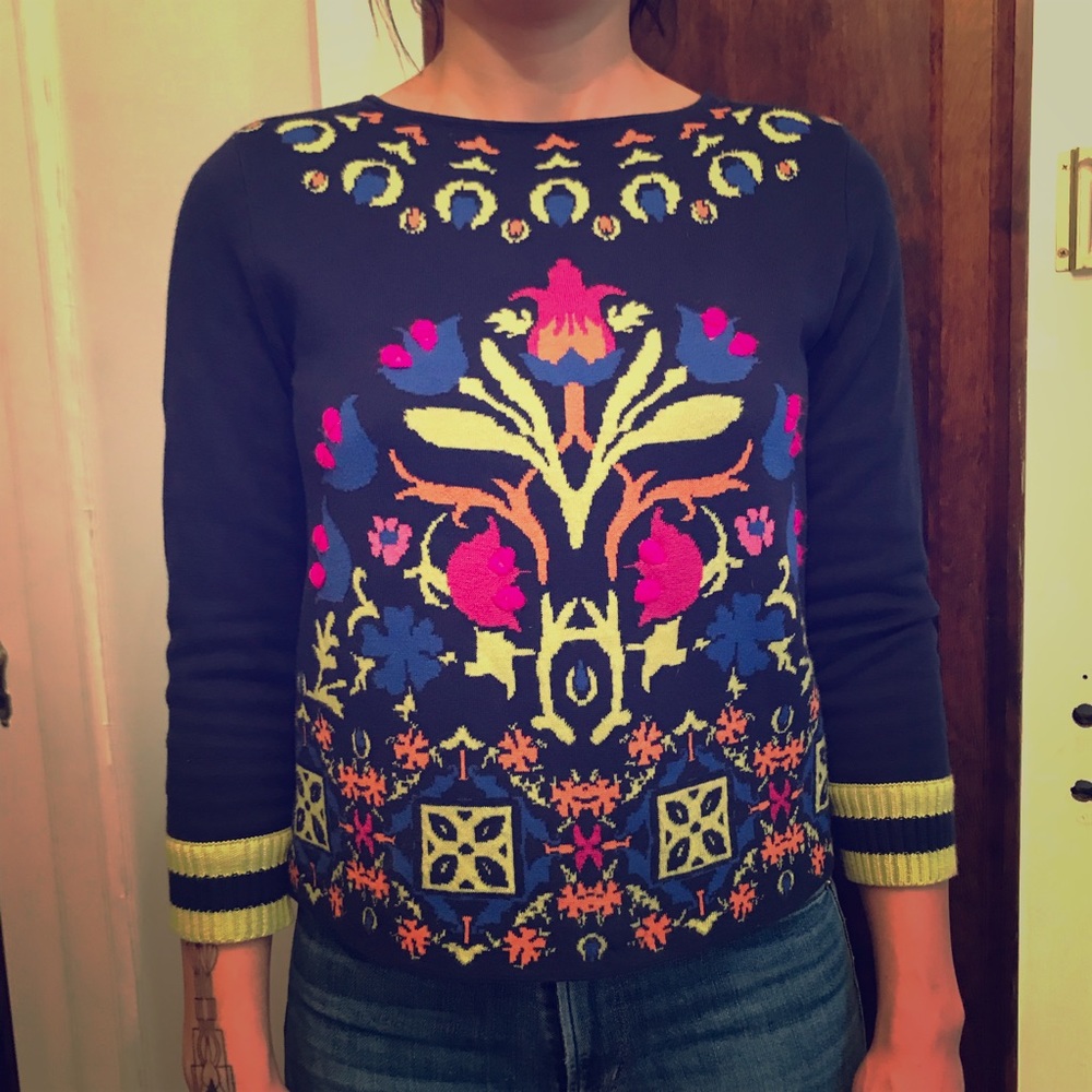Monogram HWR Anthropologie embroidered sweater